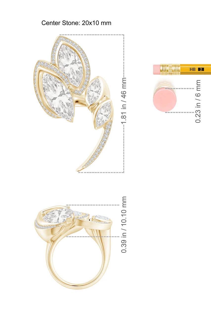Runway Collection Sumi White Topaz and Diamond Gold Statement Ring - Image 5