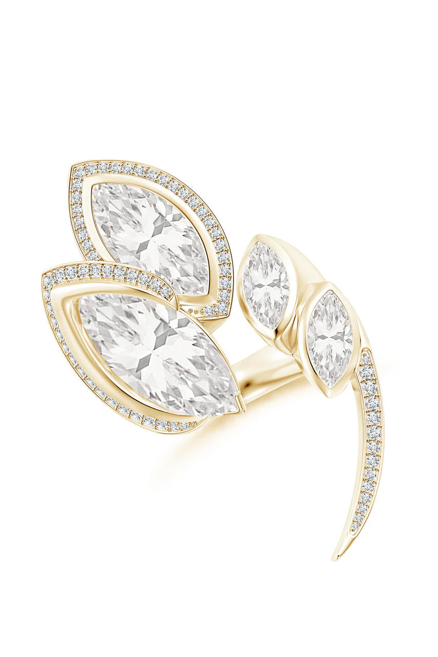 Runway Collection Sumi White Topaz and Diamond Gold Statement Ring - Image 7