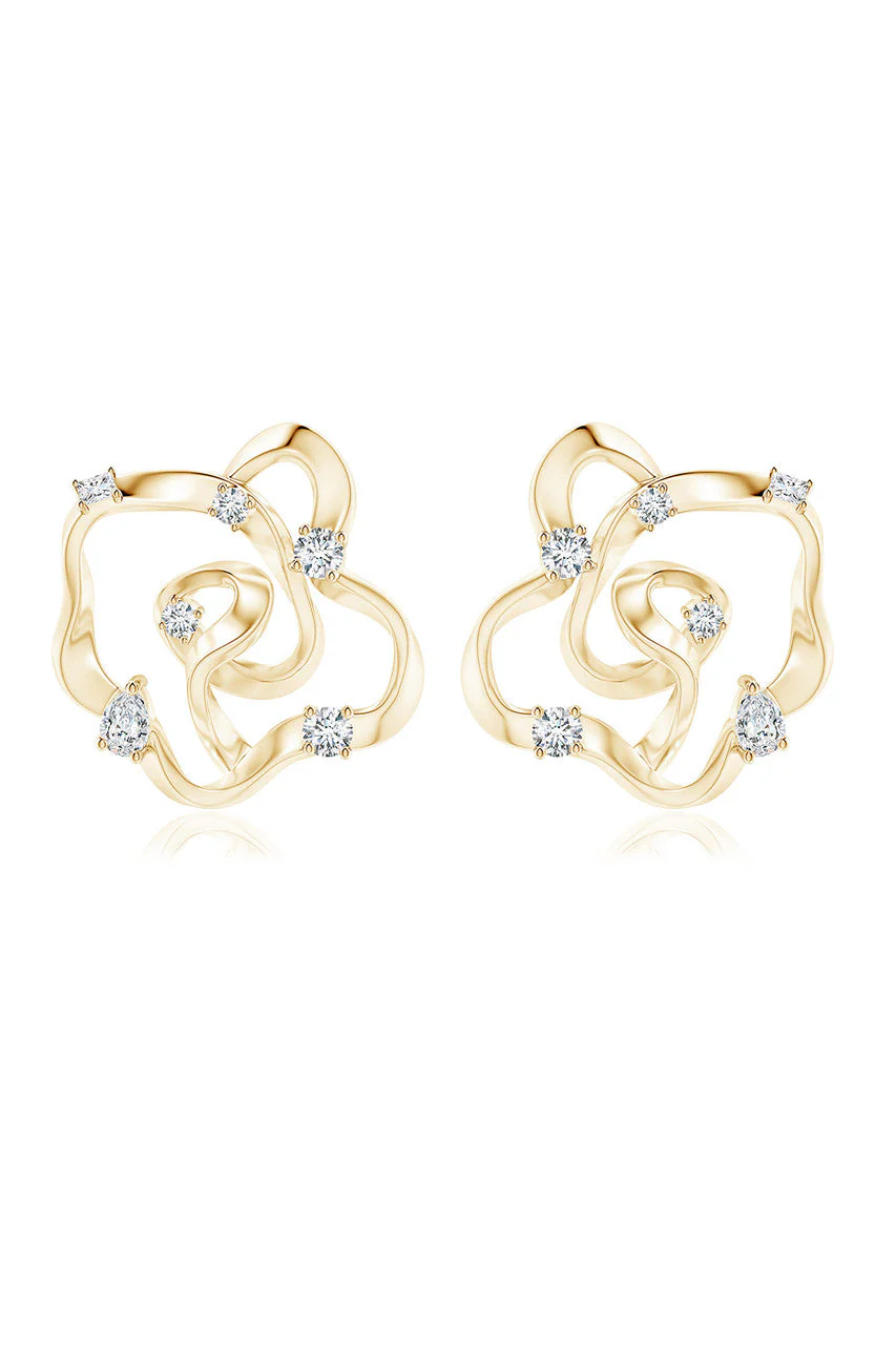 Sakura 14k Scattered Diamond Stud Earrings - Image 4