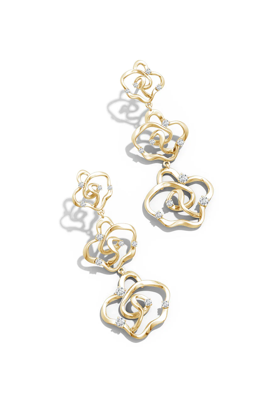 Sakura 14k Tapered Diamond Dangle Earrings