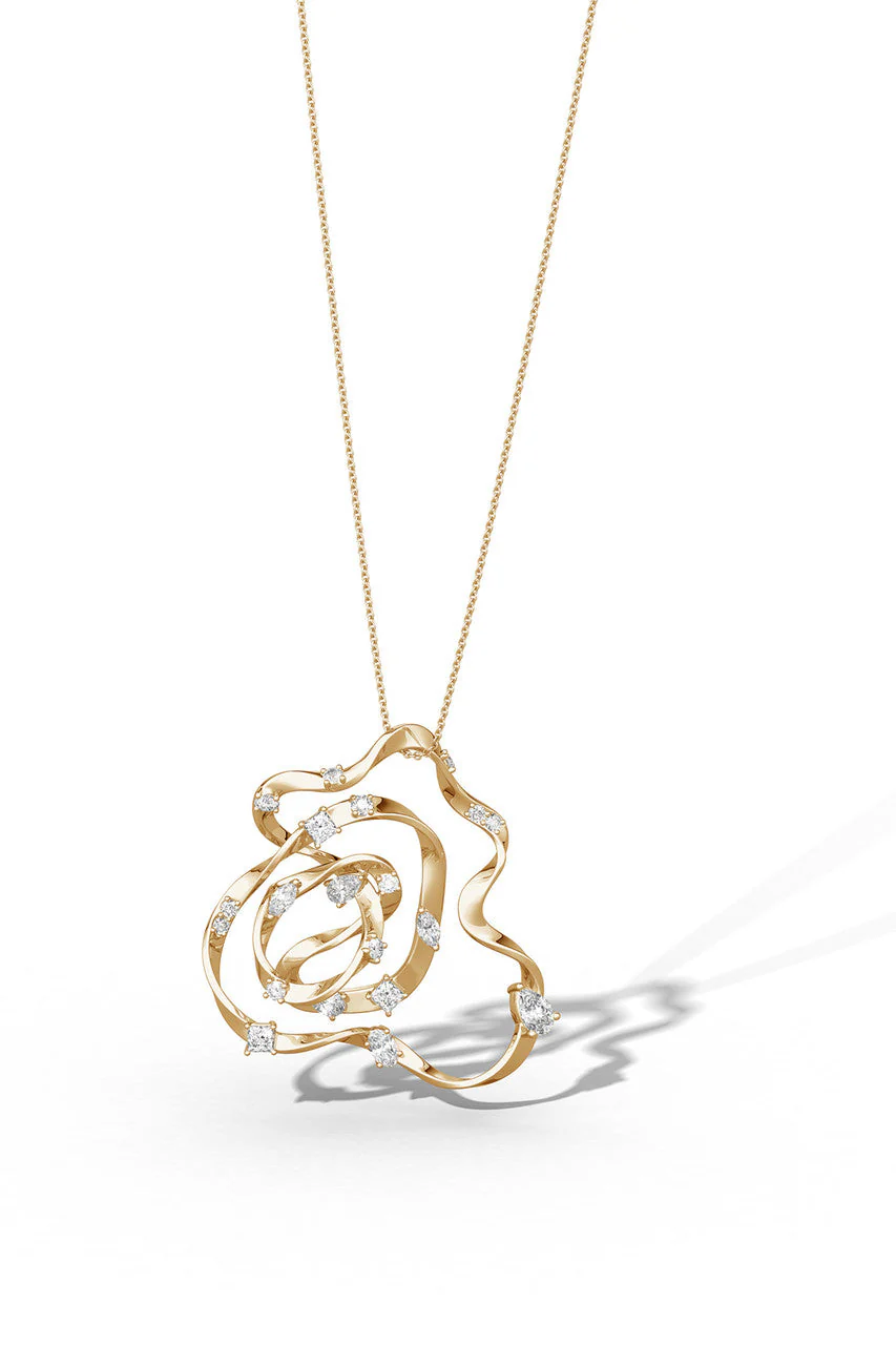 Sakura Dispersed Diamond Pendant Necklace - Image 2