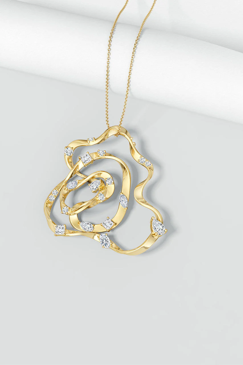 Sakura Dispersed Diamond Pendant Necklace - Image 4