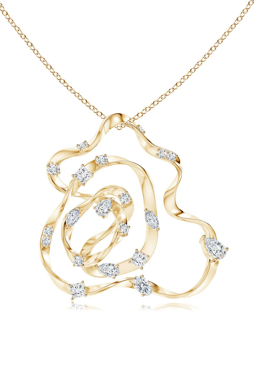 Sakura Dispersed Diamond Pendant Necklace - Image 7