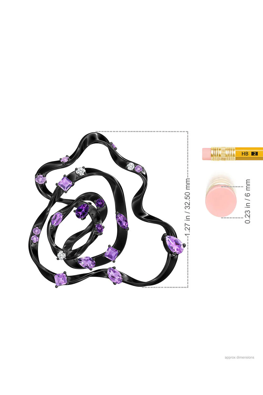 Sakura Midnight Silver Amethyst Ombre Large Pendant Necklace - Image 3