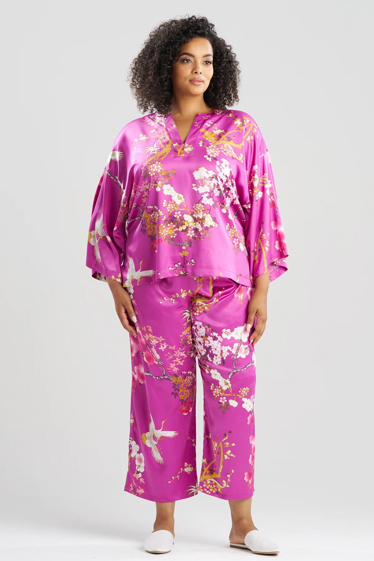 Sakura Satin Mandarin Collar PJ