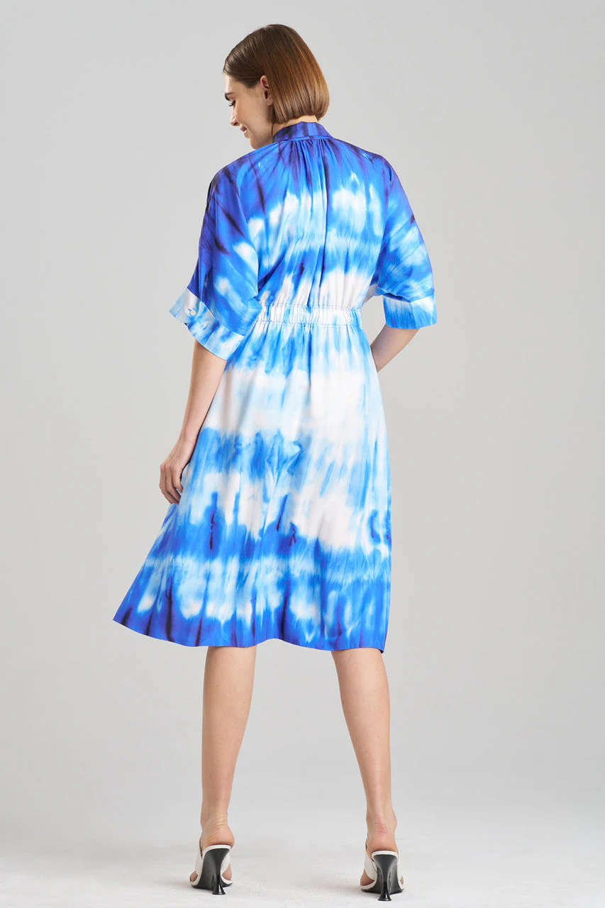Santorini Printed Cotton Silk Belted Shirtdress - Image 3