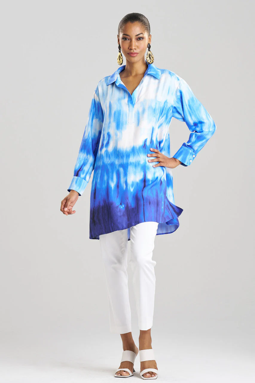 Santorini Printed Cotton Silk Oversized Shirt - Image 2