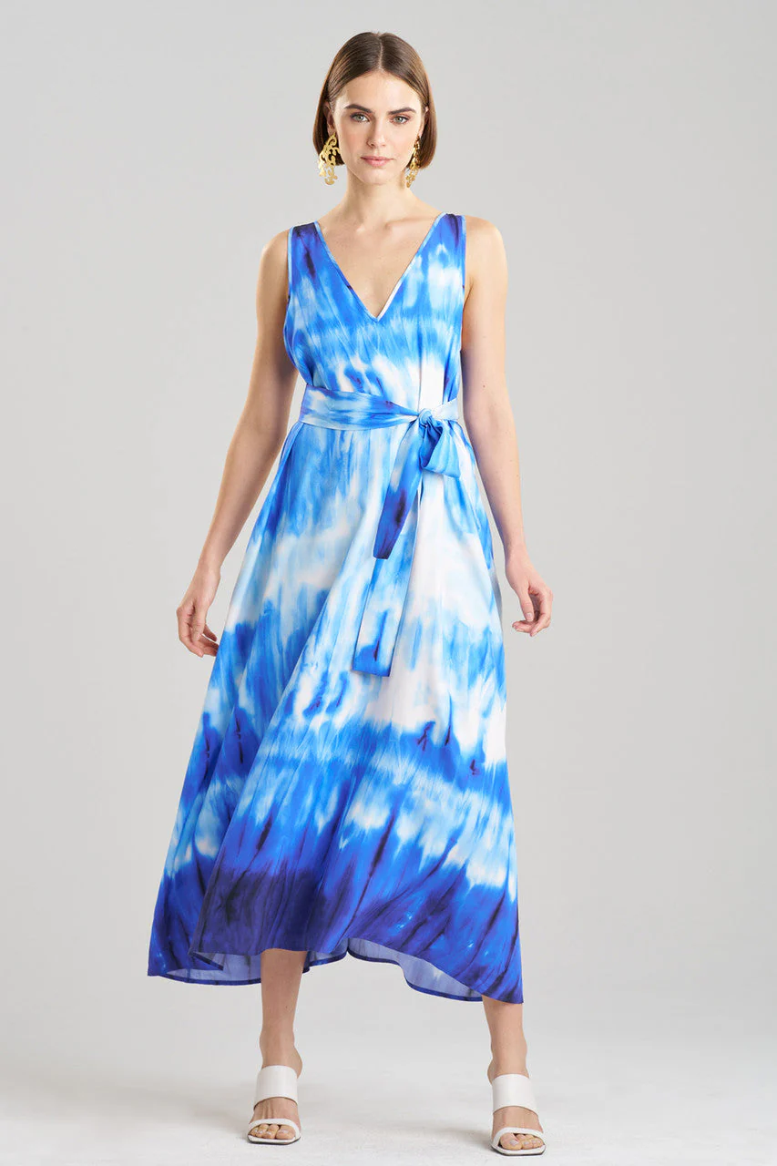 Santorini Printed Cotton Silk Trapeze Tank Dress - Image 2