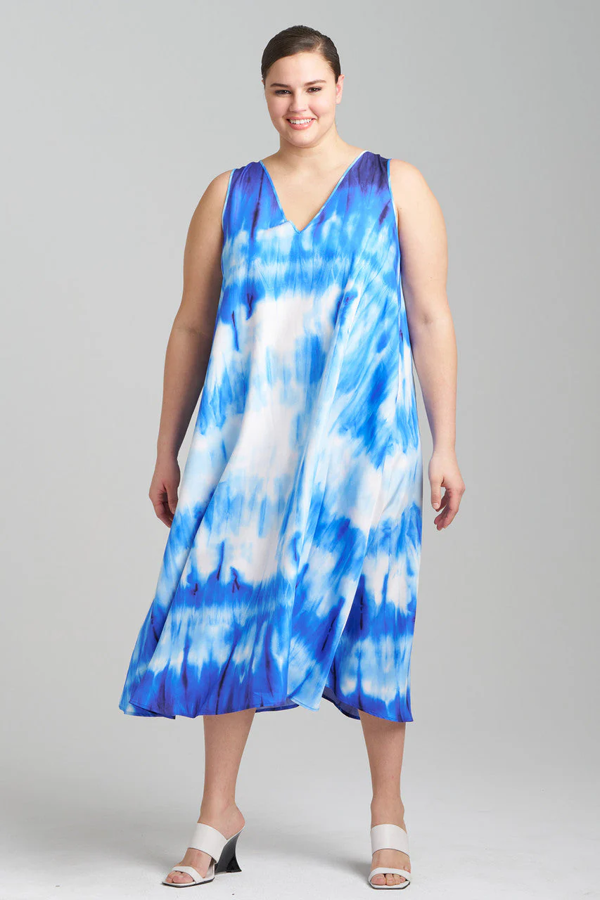 Santorini Printed Cotton Silk Trapeze Tank Dress - Image 4