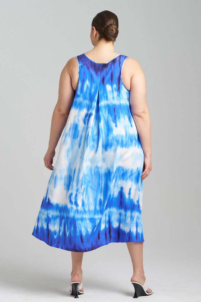 Santorini Printed Cotton Silk Trapeze Tank Dress - Image 5