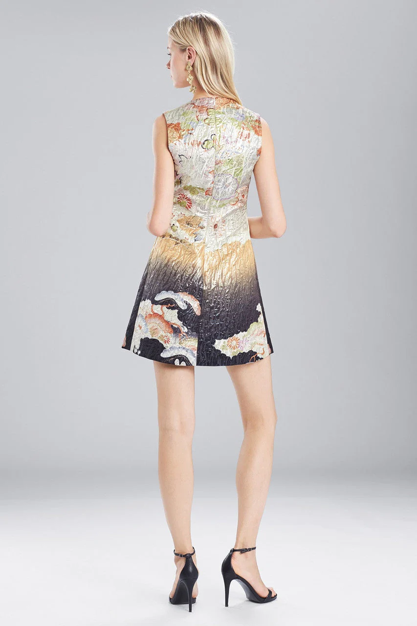 Scenery Metallic Jacquard Front Pleated Dress - Image 3