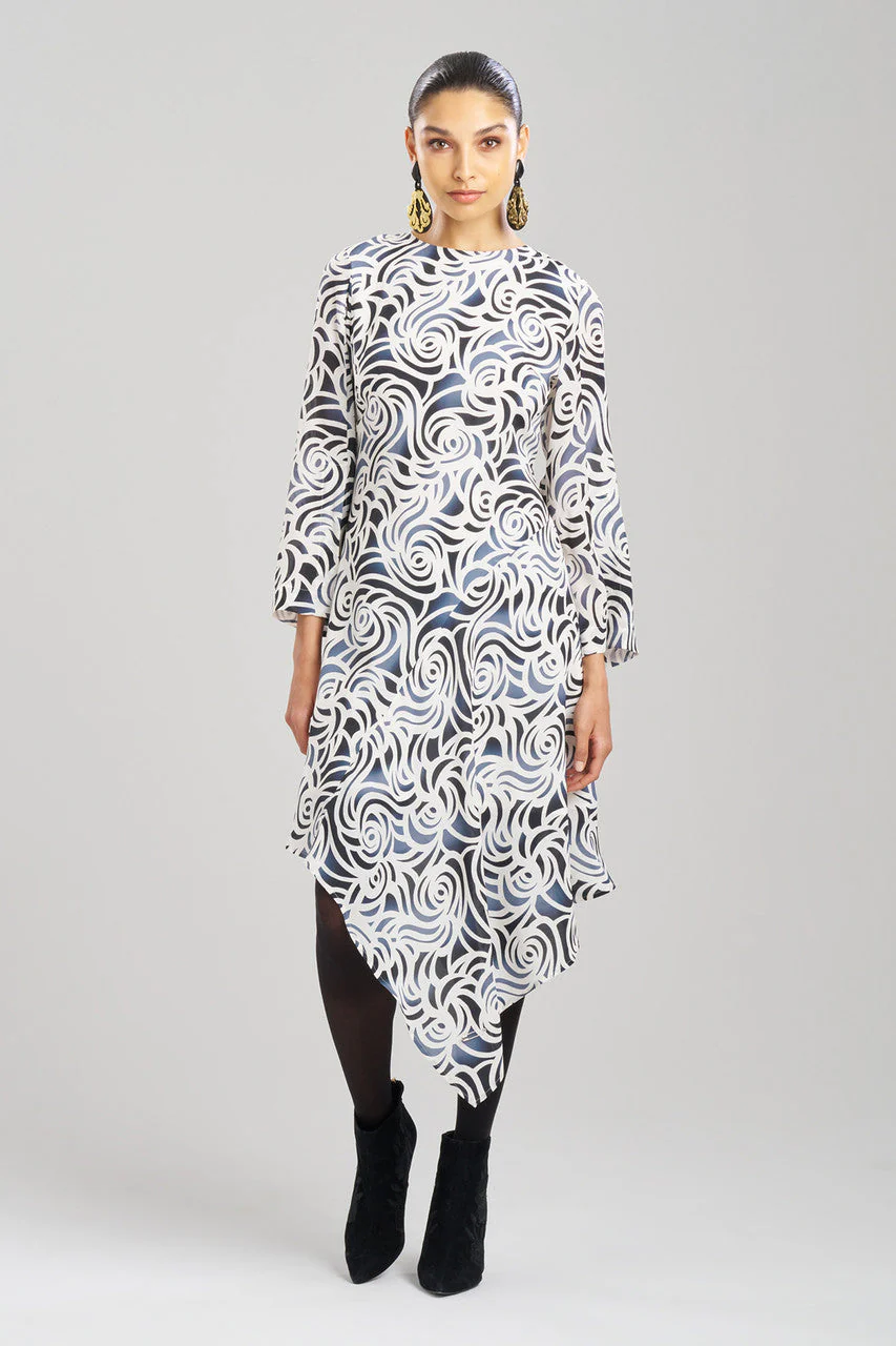 Scroll Asymmetrical Drape Dress
