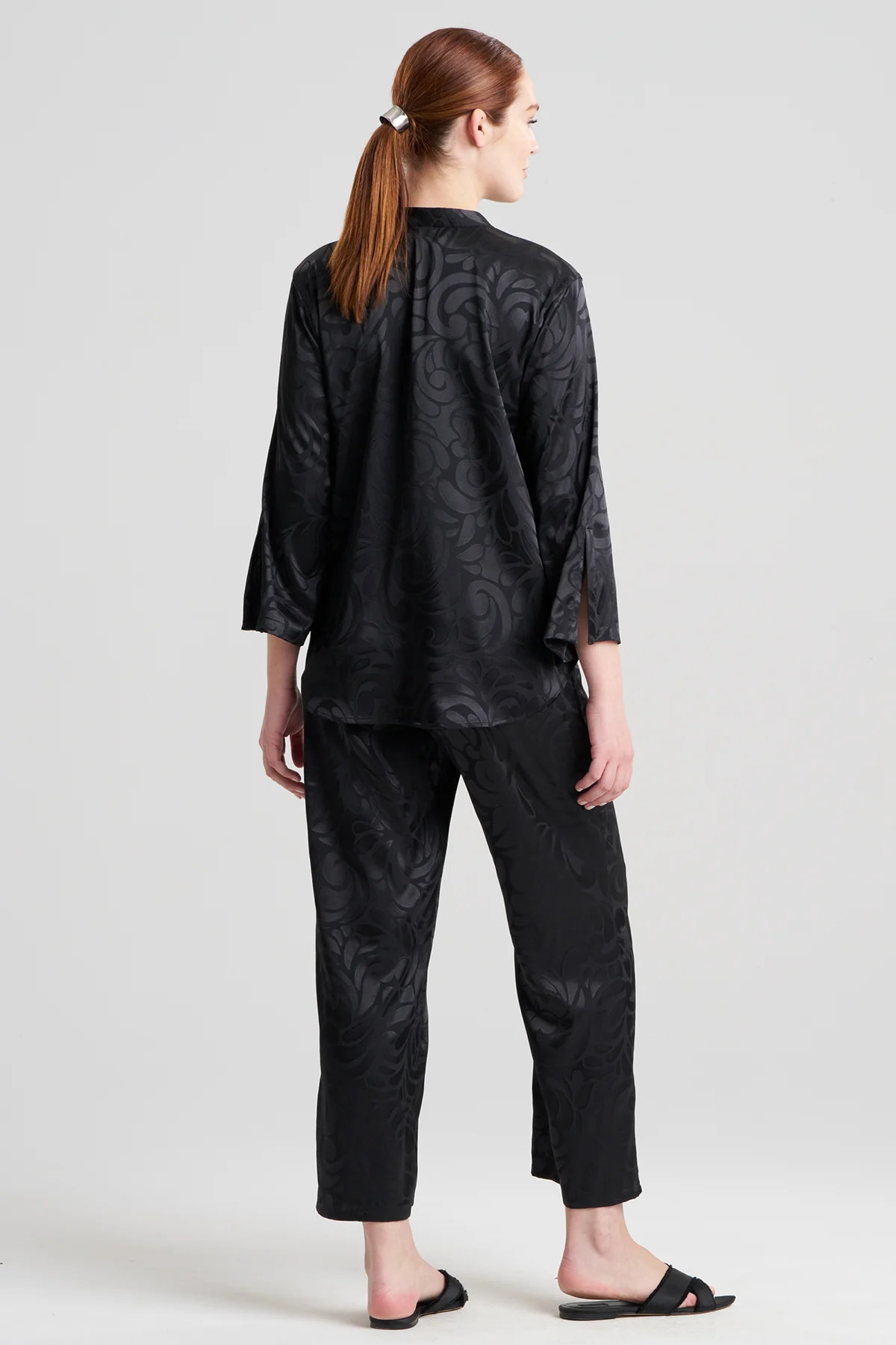 Scroll Satin Jacquard Long Sleeve PJ - Image 5