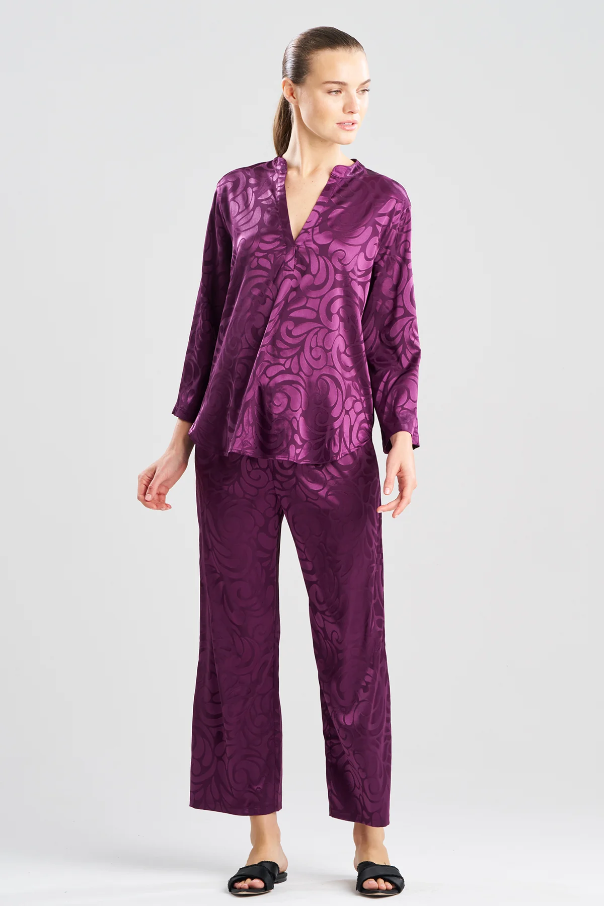 Scroll Satin Jacquard Long Sleeve PJ