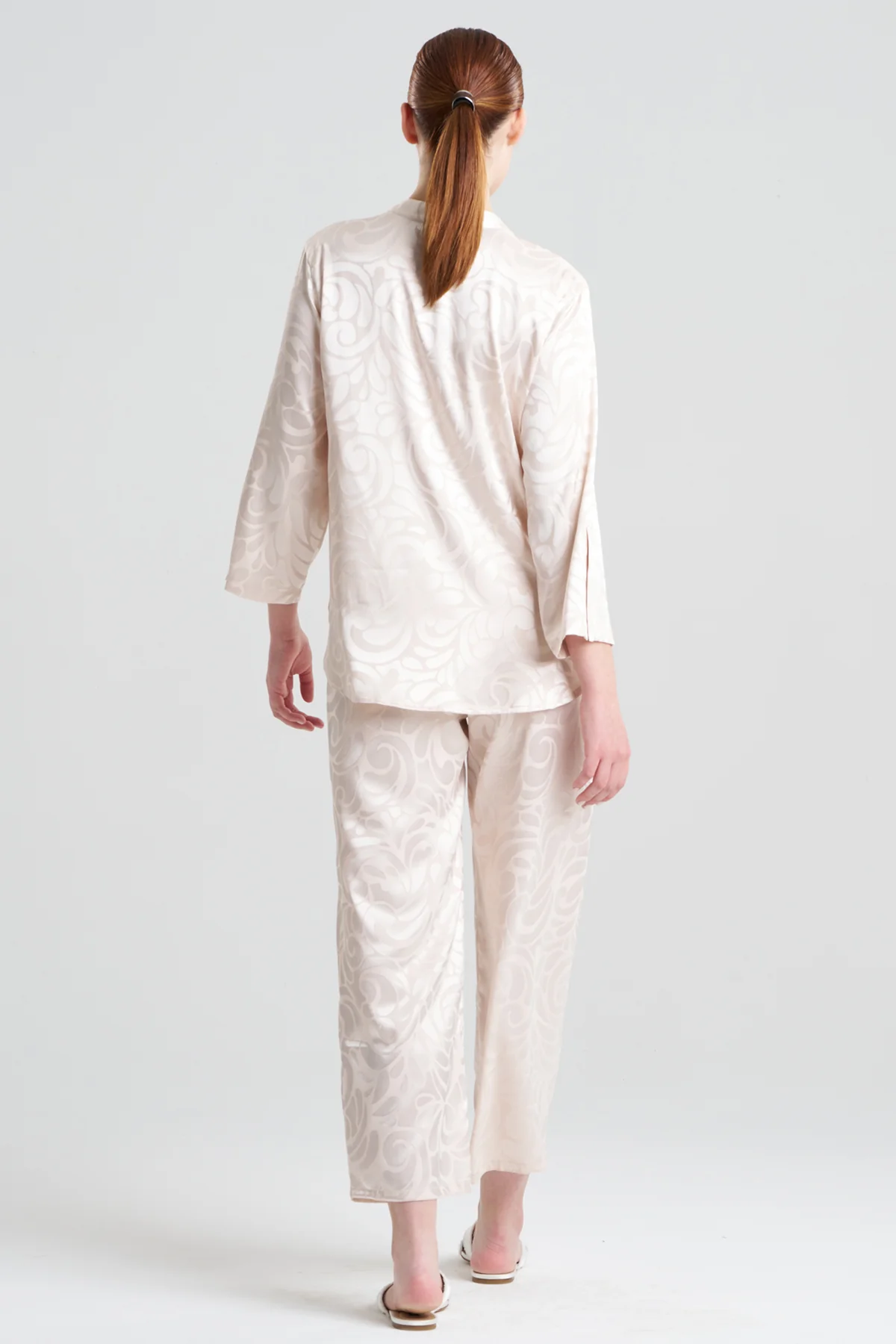 Scroll Satin Jacquard Long Sleeve PJ - Image 2