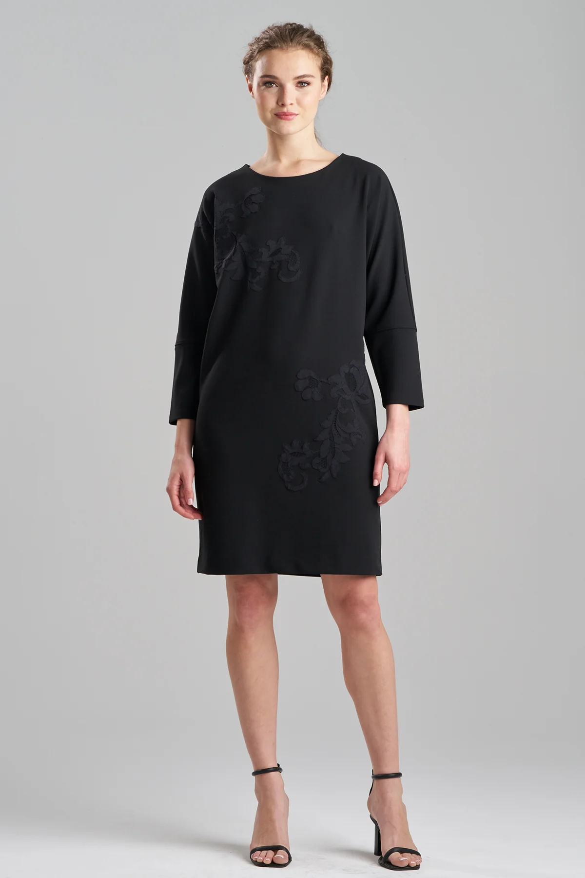 Scuba Crepe Embroidered Wedge Dress - Image 2