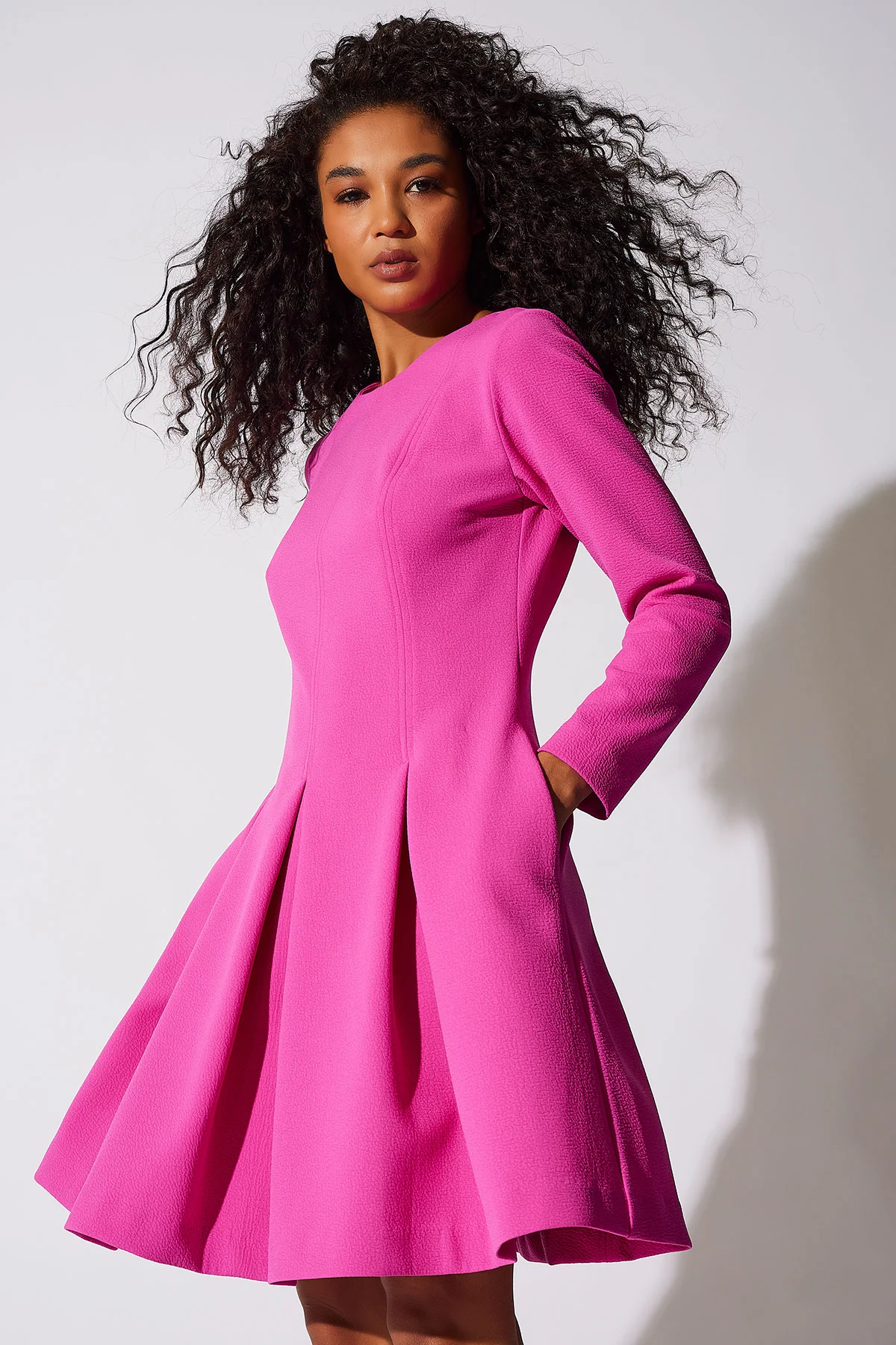 Scuba Crepe Pleated Dress - Image 4