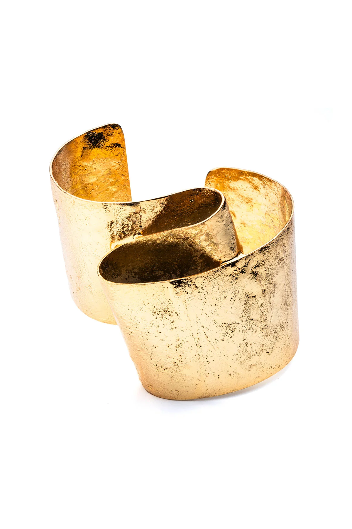 Sculptural Gold Plated Brass Cuff Bracelet