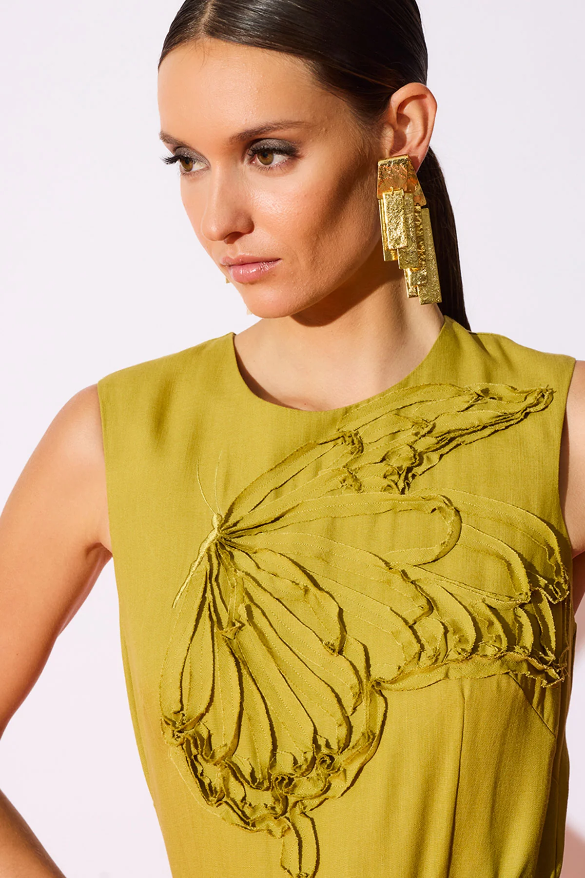 Sculptural Gold Plated Brass Drop Earrings - Image 2