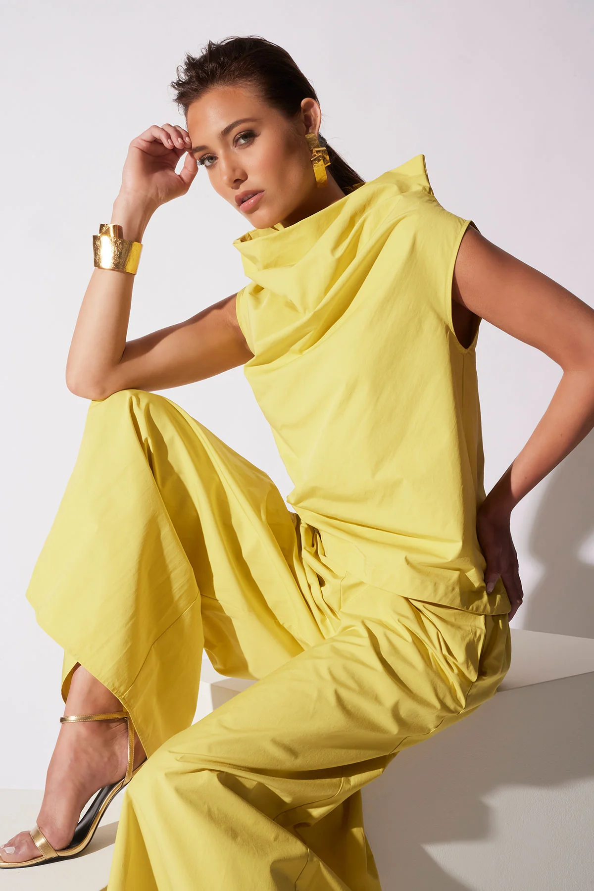 Sculptural Gold Plated Brass Earrings - Image 3