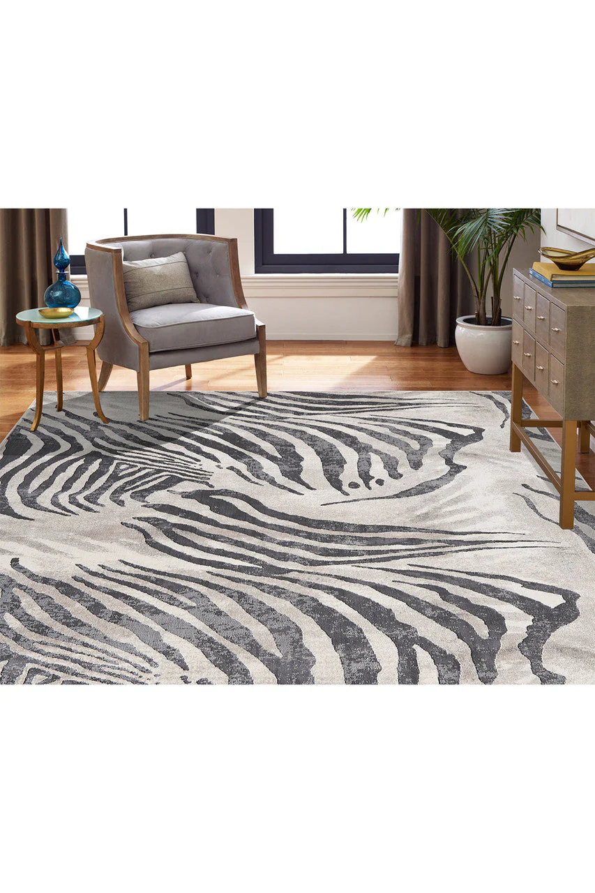 Serengeti- Charcoal Zebra Rug - Image 5