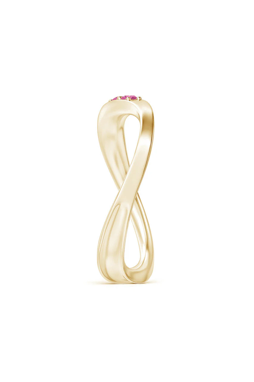 Shangri-La 14K Gold Yin-Yang Half Eternity Pink Sapphire Ring - Image 4