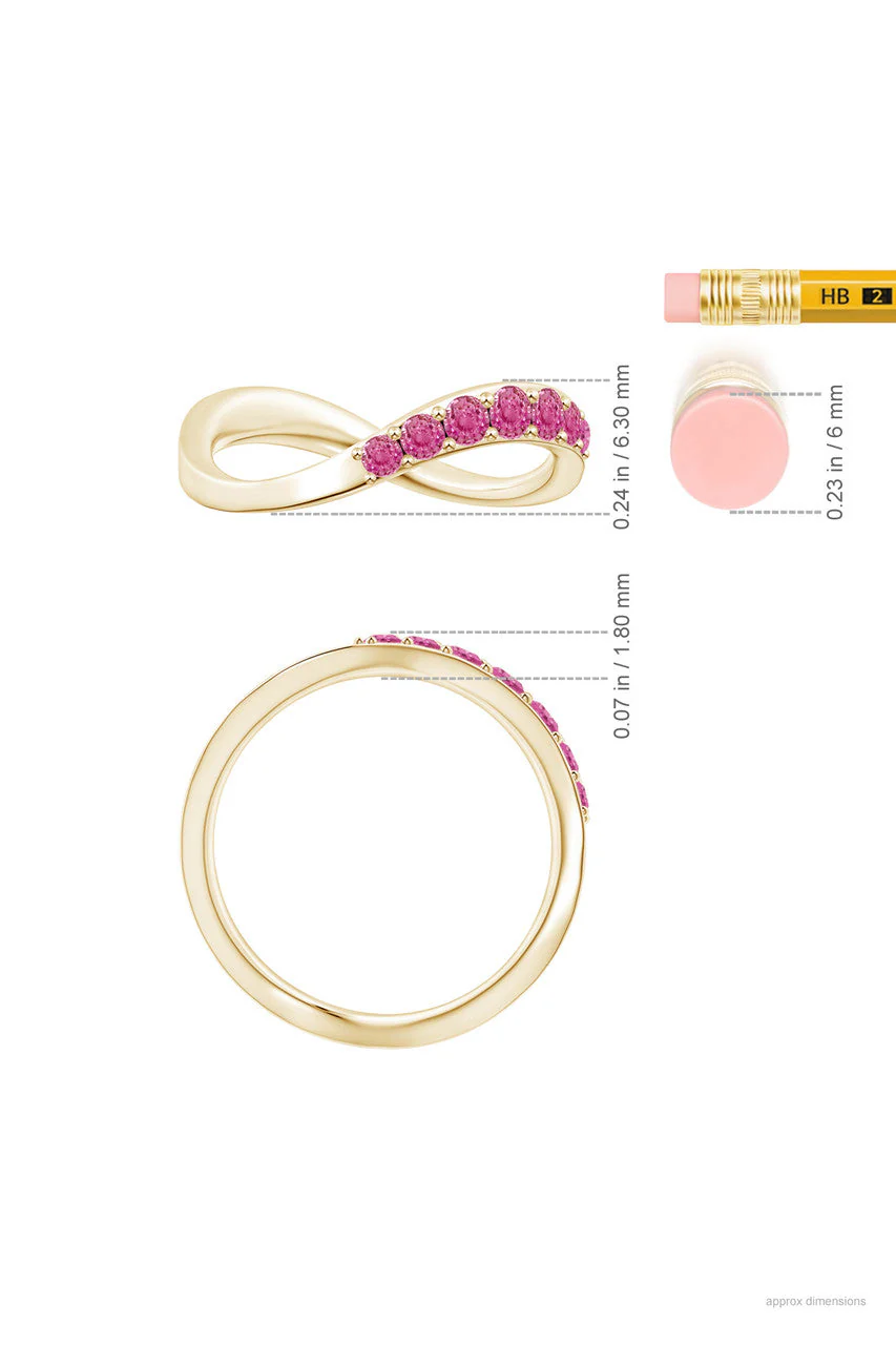 Shangri-La 14K Gold Yin-Yang Half Eternity Pink Sapphire Ring - Image 6