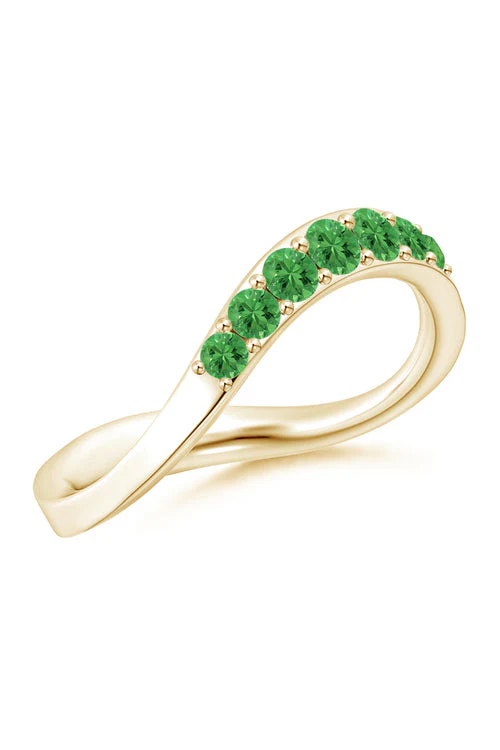 Shangri-La 14K Gold Yin-Yang Half Eternity Tsavorite Ring - Image 15