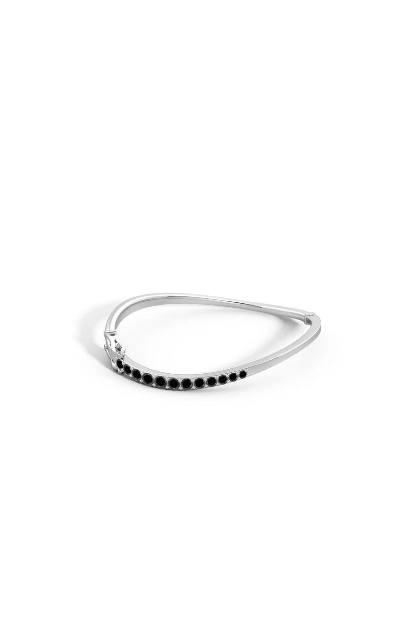 Shangri-La Brushstroke 14K Gold and Black Diamond Half Bracelet - Image 2