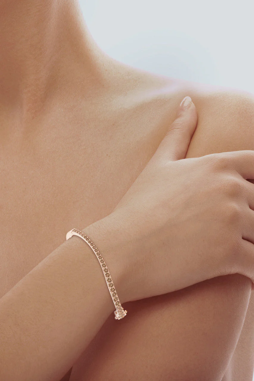 Shangri-La Brushstroke 14K Gold and Coffee Diamond Full Bracelet - Image 4