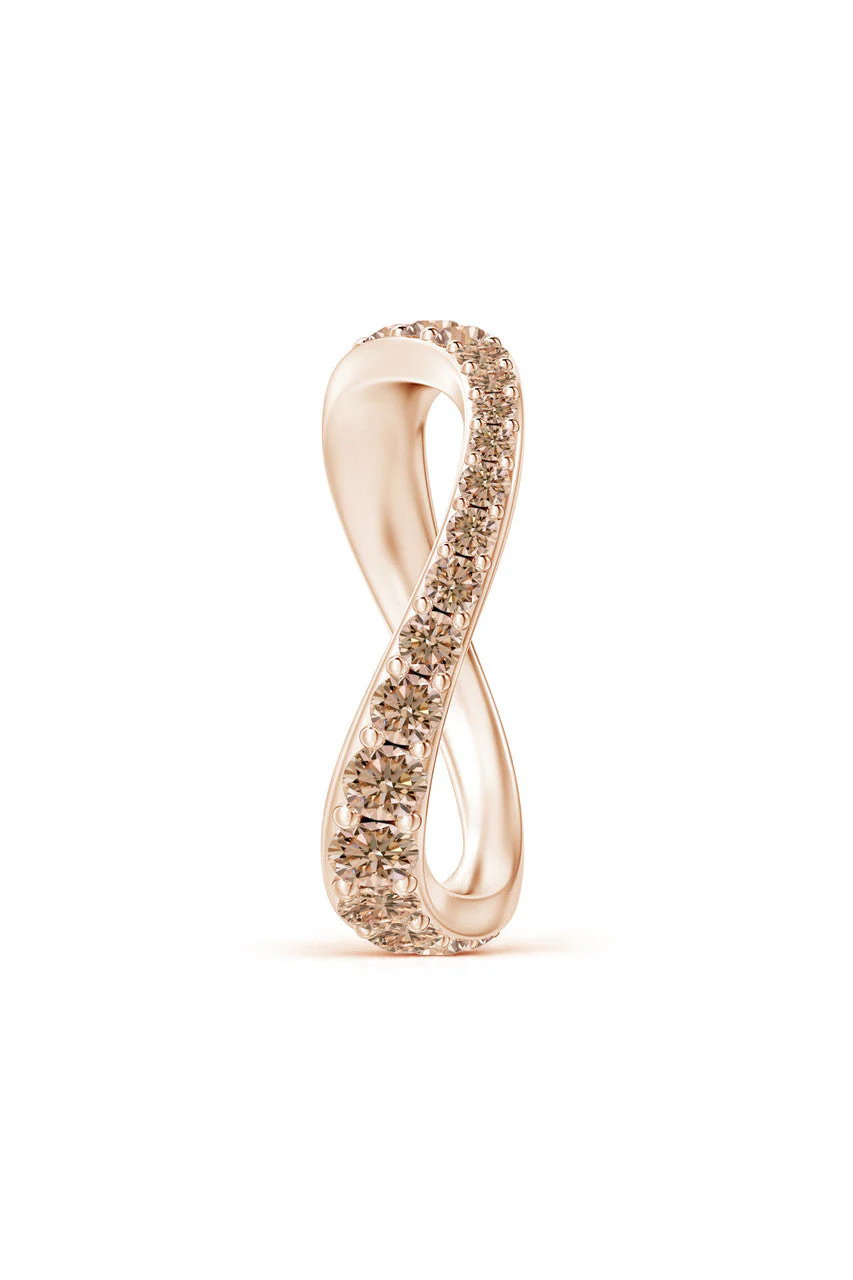 Shangri-La Brushstroke 14K Gold and Coffee Diamond Full Eternity Stacking Ring - Image 2