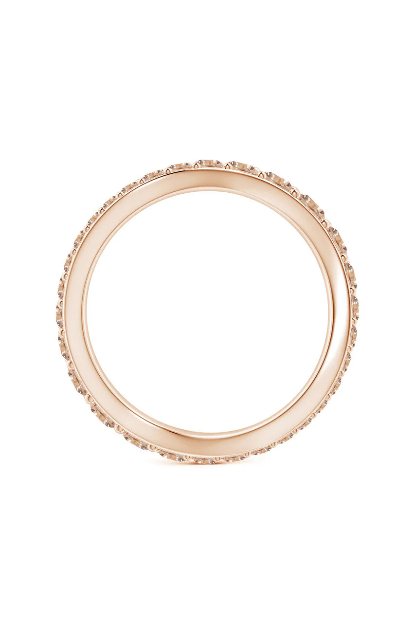 Shangri-La Brushstroke 14K Gold and Coffee Diamond Full Eternity Stacking Ring - Image 4