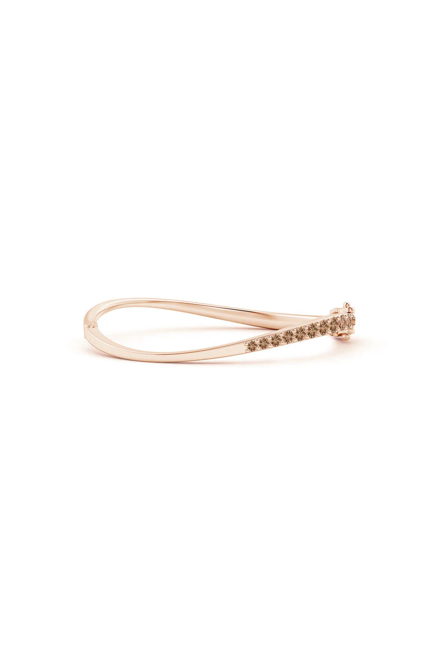 Shangri-La Brushstroke 14K Gold and Coffee Diamond Half Bracelet - Image 2