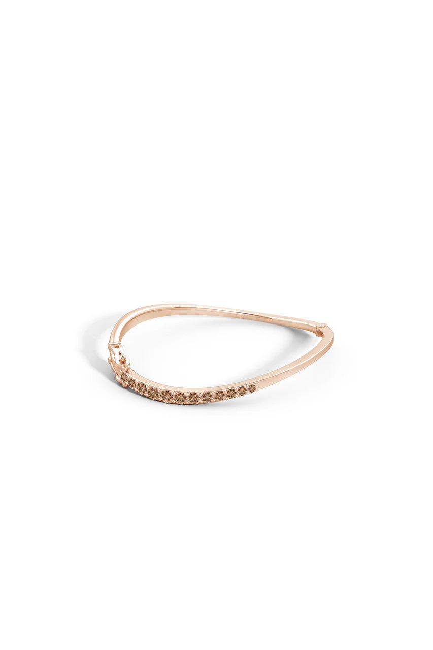 Shangri-La Brushstroke 14K Gold and Coffee Diamond Half Bracelet - Image 3