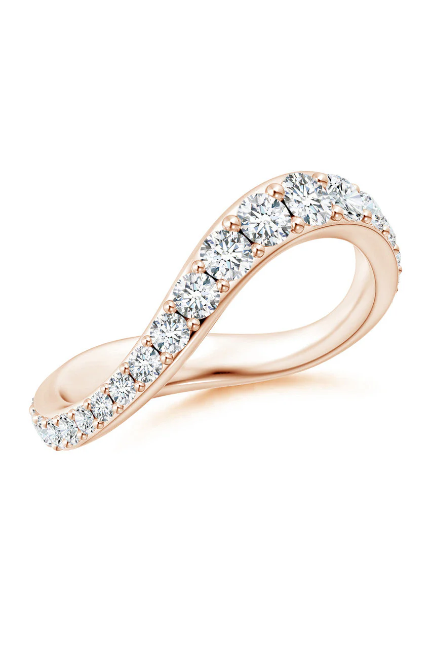 Shangri-La Brushstroke 14K Gold and Diamond Full Eternity Stacking Ring - Image 2