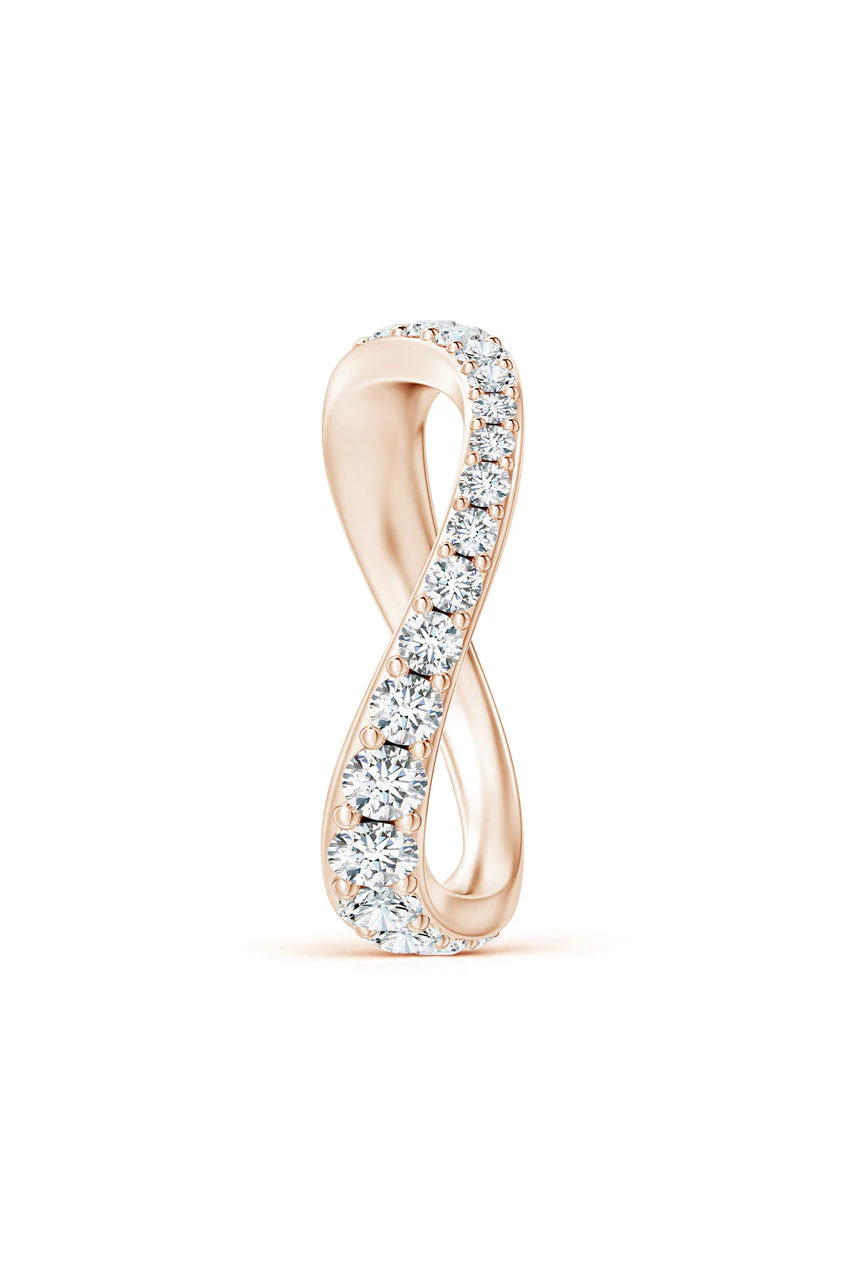 Shangri-La Brushstroke 14K Gold and Diamond Full Eternity Stacking Ring - Image 3
