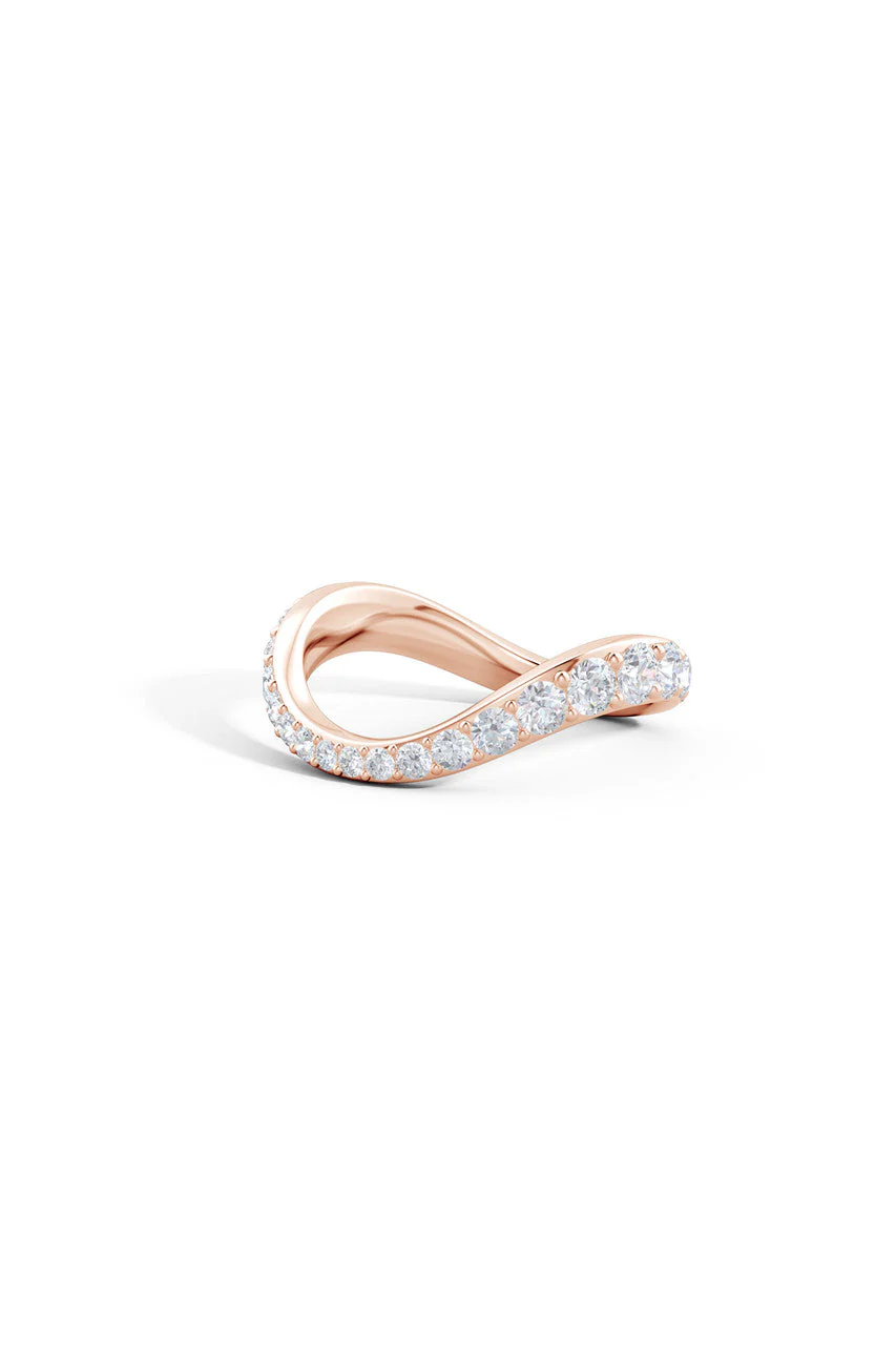 Shangri-La Brushstroke 14K Gold and Diamond Full Eternity Stacking Ring - Image 4
