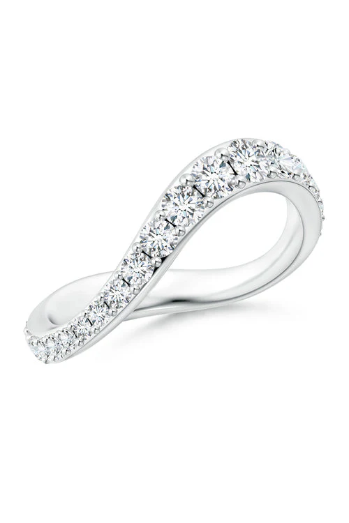 Shangri-La Brushstroke 14K Gold and Diamond Full Eternity Stacking Ring - Image 2