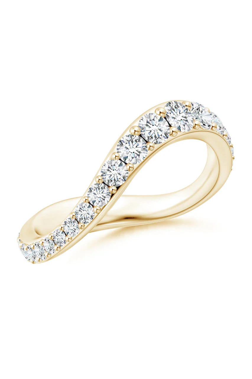 Shangri-La Brushstroke 14K Gold and Diamond Full Eternity Stacking Ring - Image 2