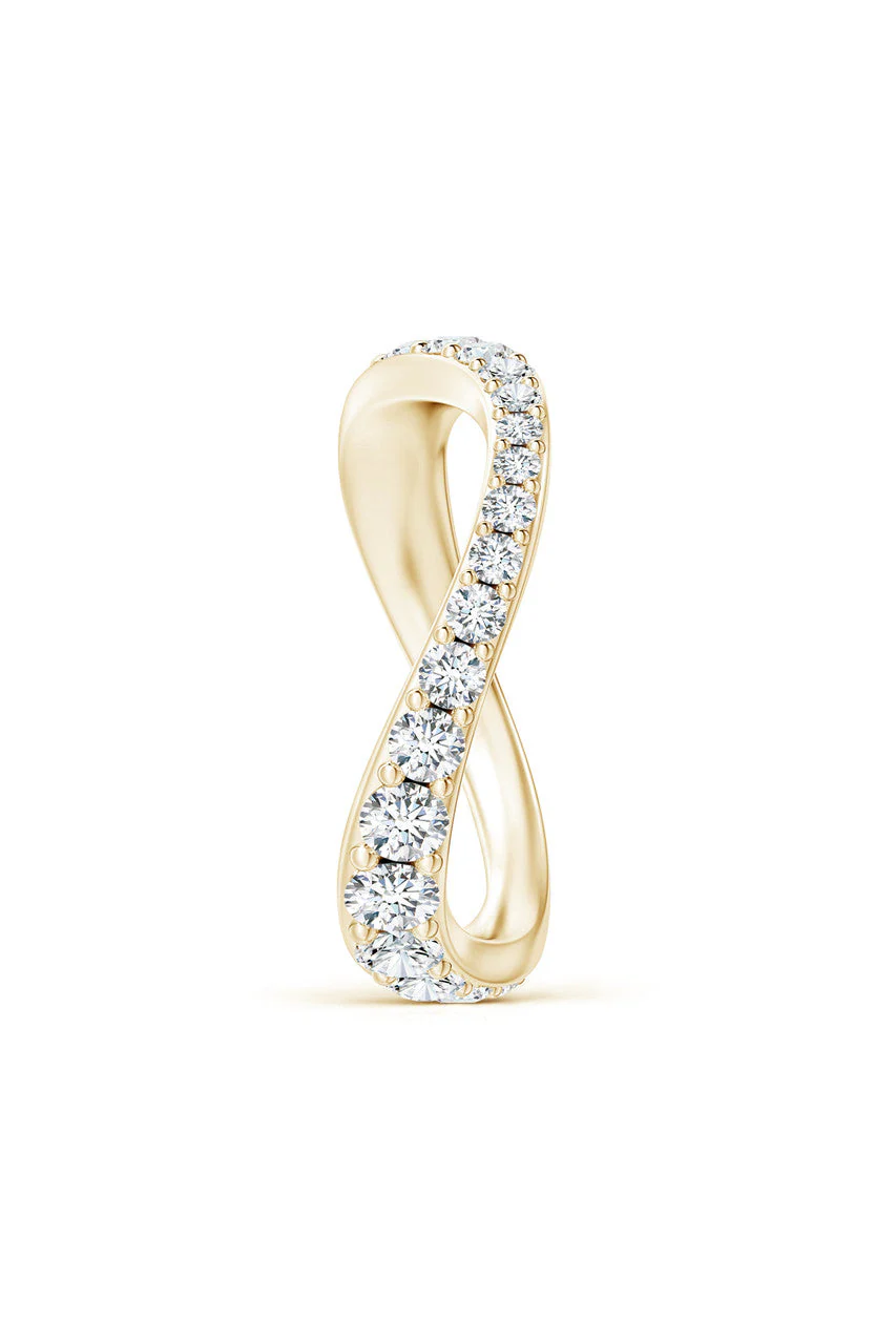 Shangri-La Brushstroke 14K Gold and Diamond Full Eternity Stacking Ring - Image 3
