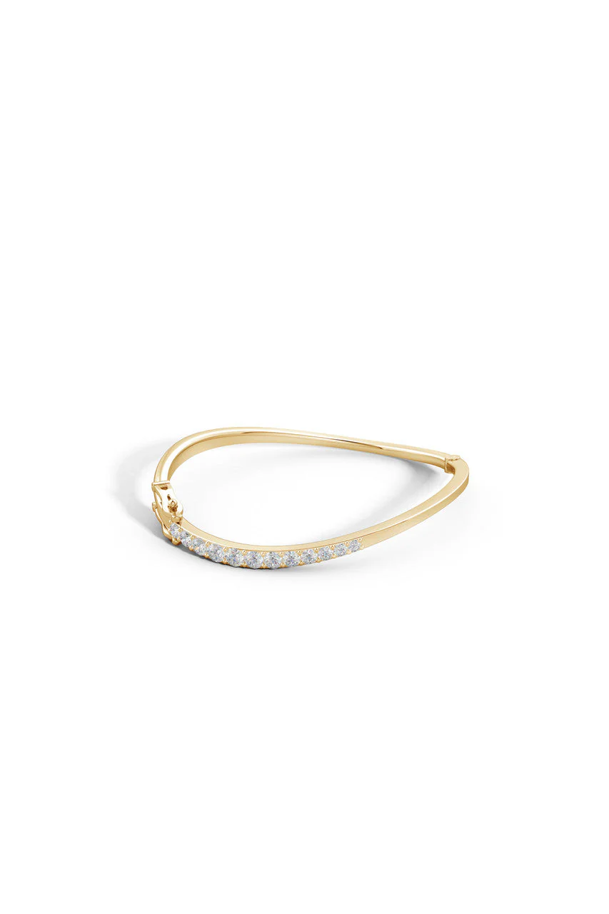 Shangri-La Brushstroke 14K Gold and Diamond Half Bracelet - Image 4