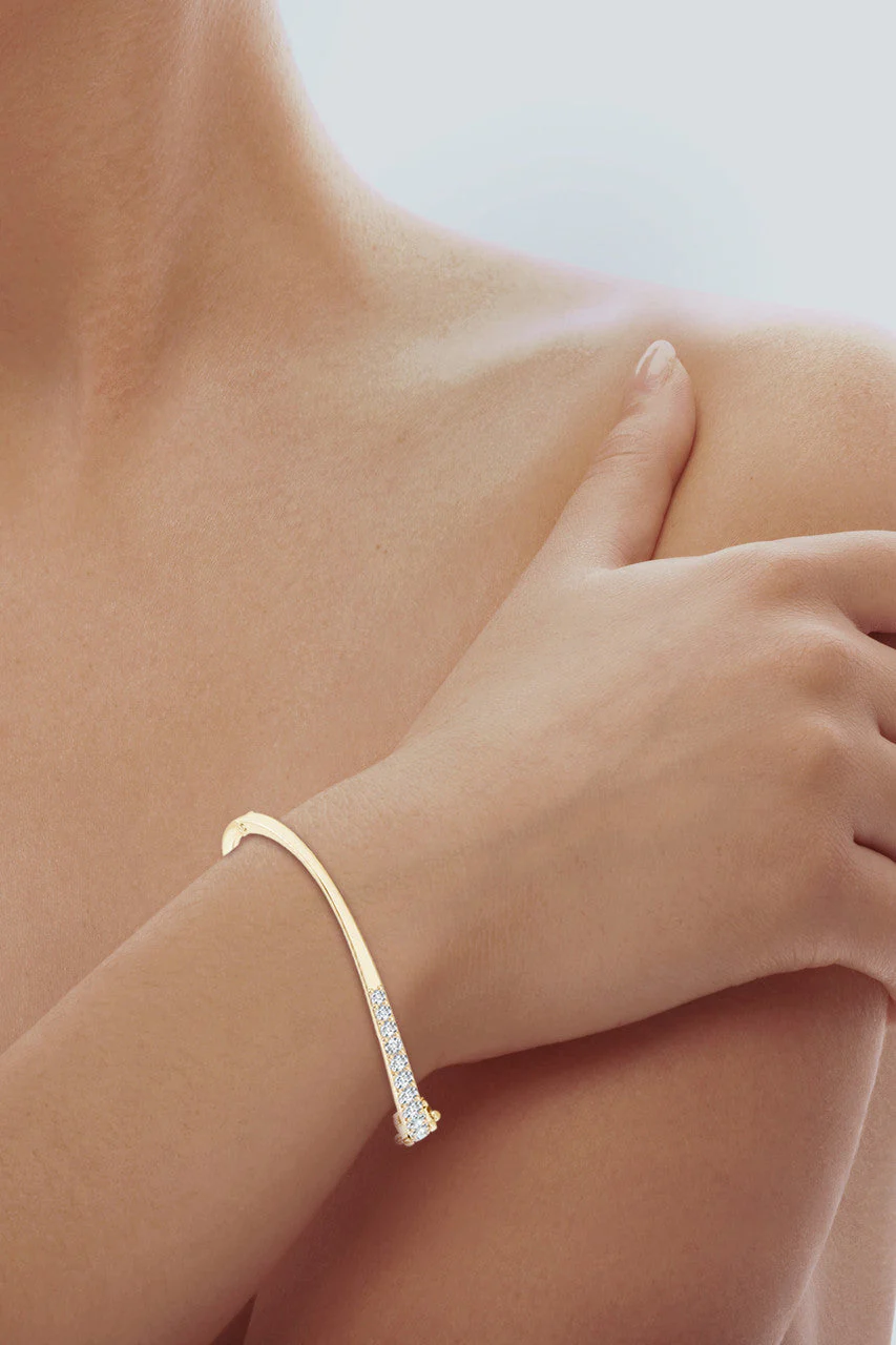 Shangri-La Brushstroke 14K Gold and Diamond Half Bracelet - Image 5