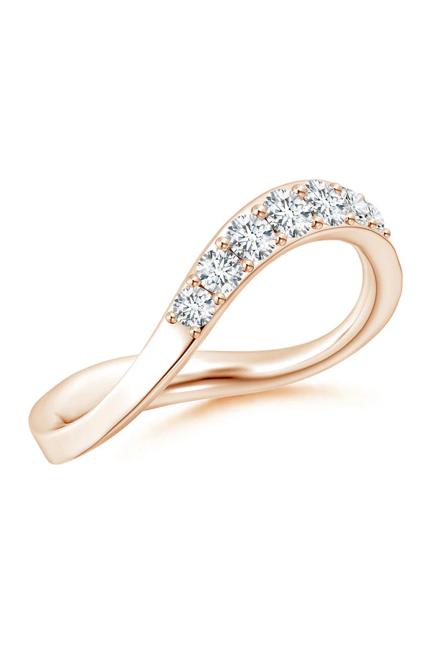 Shangri-La Brushstroke 14K Gold and Diamond Half Eternity Stacking Ring