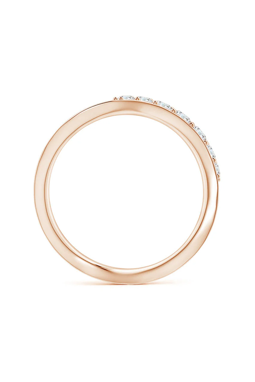 Shangri-La Brushstroke 14K Gold and Diamond Half Eternity Stacking Ring - Image 4