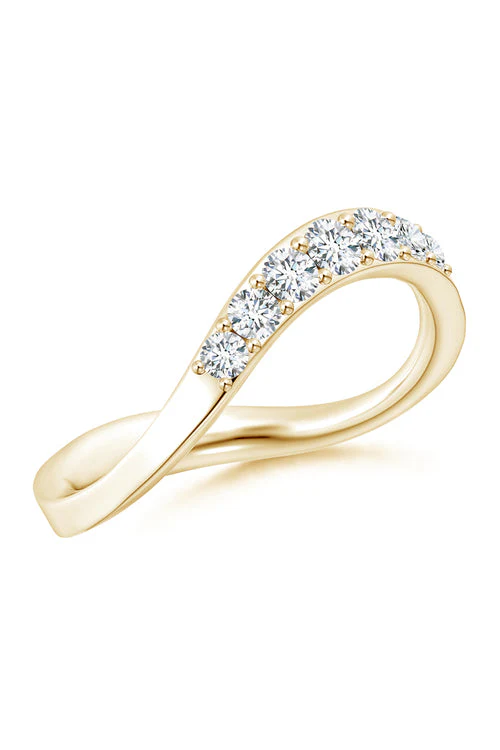 Shangri-La Brushstroke 14K Gold and Diamond Half Eternity Stacking Ring - Image 2