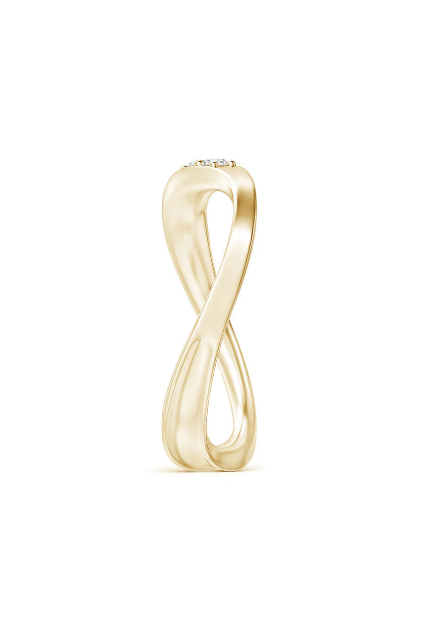 Shangri-La Brushstroke 14K Gold and Diamond Half Eternity Stacking Ring - Image 3
