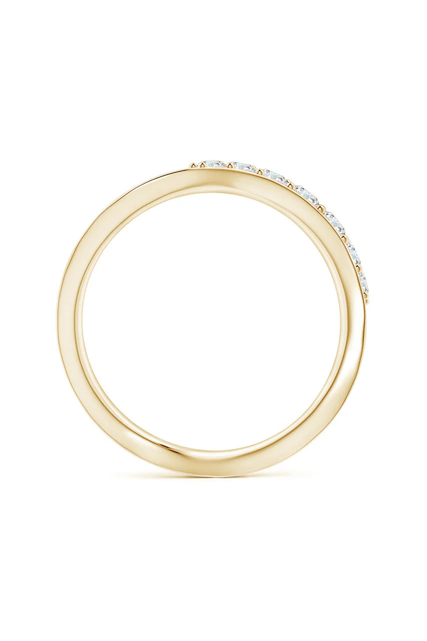Shangri-La Brushstroke 14K Gold and Diamond Half Eternity Stacking Ring - Image 5