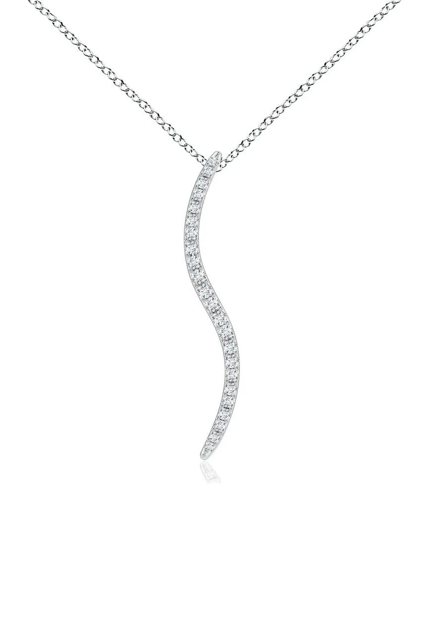 Shangri-La Brushstroke 14k Gold and Diamond Medium Pendant Necklace
