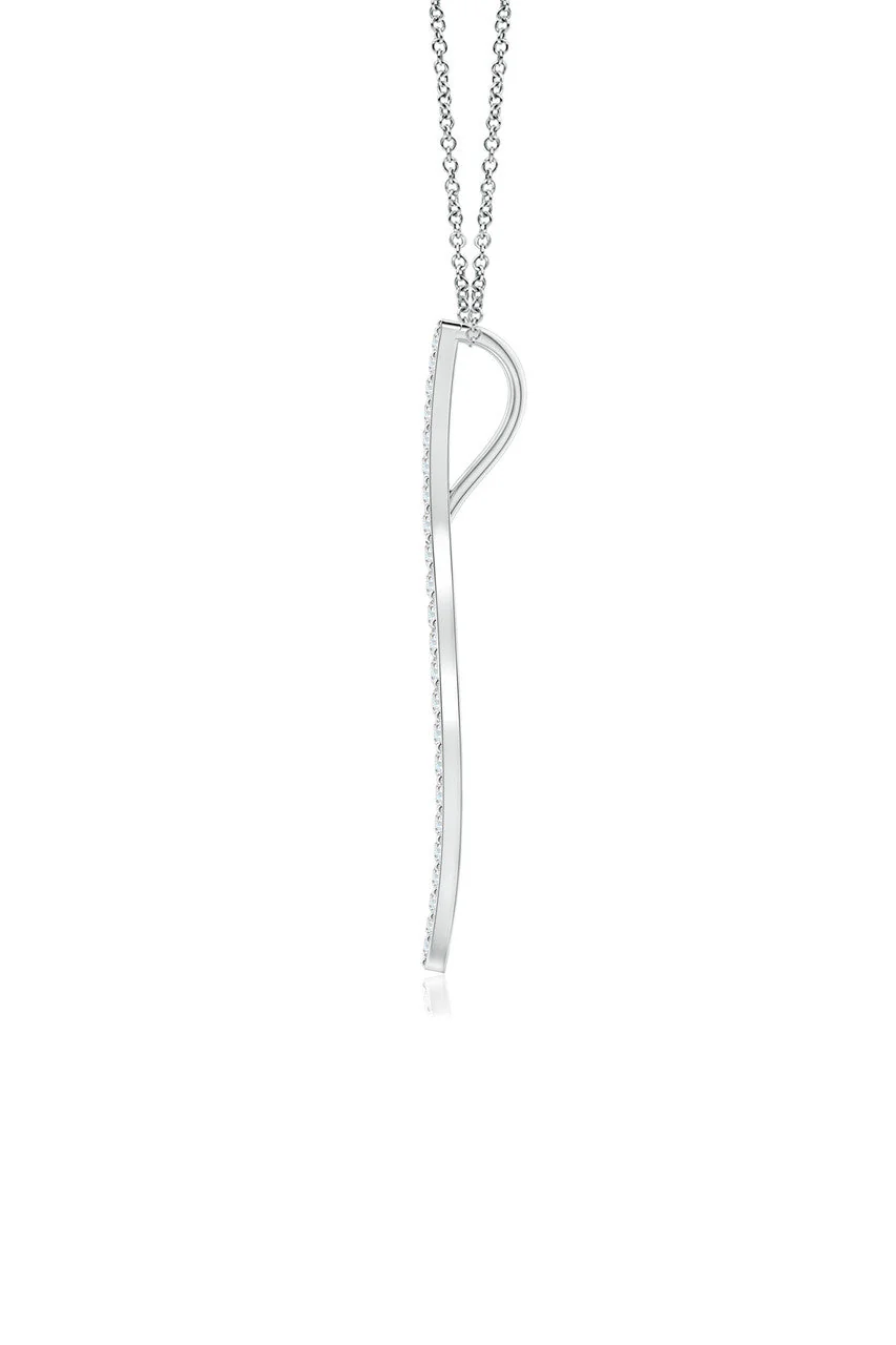 Shangri-La Brushstroke 14k Gold and Diamond Medium Pendant Necklace - Image 2