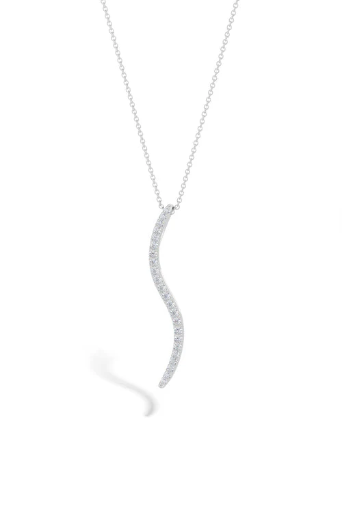 Shangri-La Brushstroke 14k Gold and Diamond Medium Pendant Necklace - Image 3